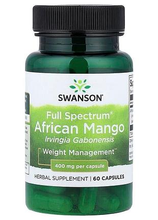 Африканское манго swanson african mango 400 mg full spectrum, 60 капсул