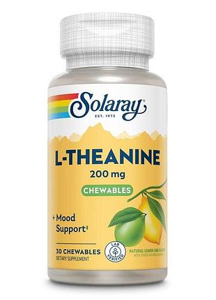 Аминокислота solaray l-theanine 200 mg, 30 жевательных таблеток - лимон-лайм