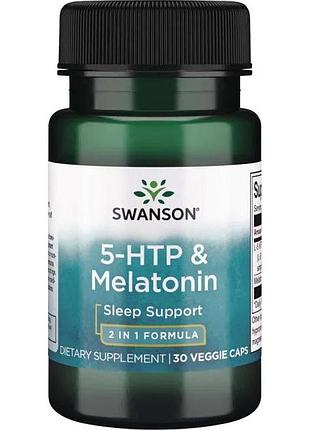 Аминокислота swanson 5-htp & melatonin, 30 капсул