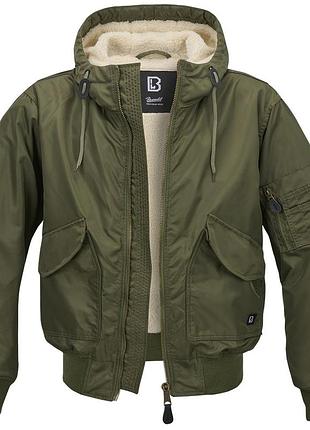 Чоловіча куртка brandit cwu jacket hooded olive оливковий бомбер на хутрі з капюшоном оригінальний брендит