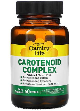 Натуральная добавка country life carotenoid complex, 60 капсул