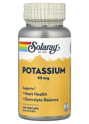 Калій solaray potassium 99 mg, 100 вегакапсул