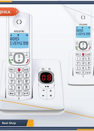 Бездротовий телефон з автовідповідачем alcatel f530 voice duo, стаціонарний телефон на 2 трубки, білий/сірий, блокування дзвінків