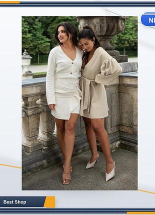 Мініспідниця twill flounce жіноча біла з воланами та складками, коротка твідова модель, розмір 34 для жінок