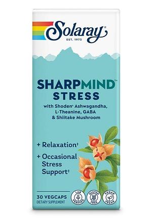 Ноотропный комплекс для снижения стресса solaray sharpmind nootropics stress, 30 вегакапсул ,