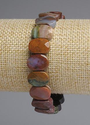 Браслет яшма гротесне заокруглене ланко d — 14х10мм+ — l — 18 см + — стрейч