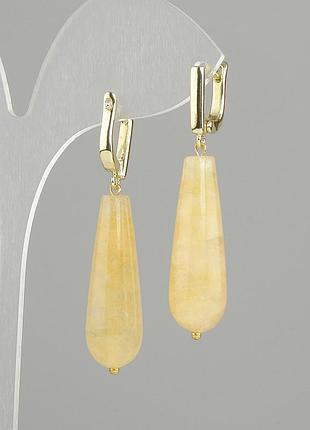 Серьги цитрин капля d-32х10мм+- l-50мм+-