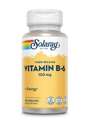 Гидрохлорид пиридоксина solaray vitamin b6 timed-release, 60 вегакапсул