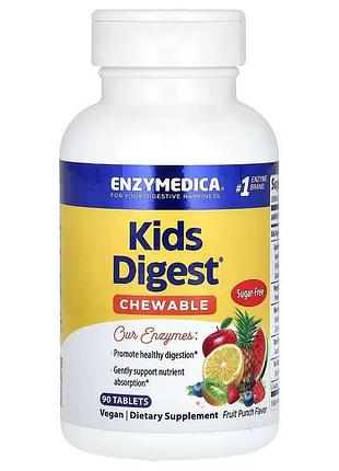 Натуральна добавка enzymedica kids digest, 90 жувальних таблеток - фруктовий пунш