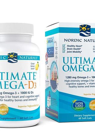 Жирные кислоты nordic naturals ultimate omega-d3, 60 капсул