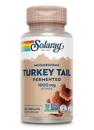Натуральная добавка solaray org grown fermented turkey tail 1000 mg, 60 вегакапсул