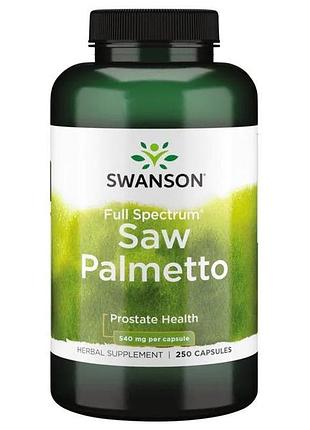 Натуральна добавка swanson saw palmetto 540 mg full spectrum, 250 капсул