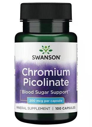 Хром swanson chromium picolinate 200 mcg, 100 капсул для поддержки уровня сахара в крови