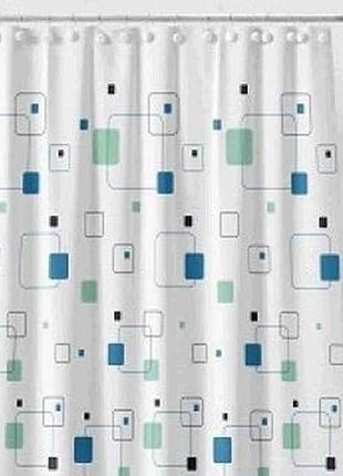 Штора для ванной 180*180см белая геометрия тм eco fabric