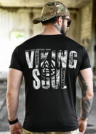 Футболка чоловіча чорна тактична born of war viking soul крута дихаюча на літо армійська повсякденна з принтом мілітарі для зсу
