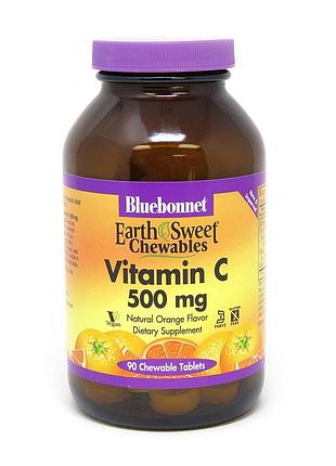 Вітаміни та мінерали bluebonnet nutrition earth sweet chewables vitamin с 500 mg, 90 жувальних таблеток