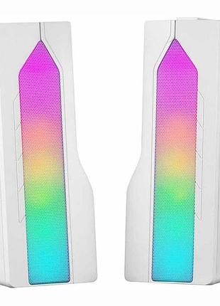Саундбар mars gaming msduow білий 2.0 gaming колонка bluetooth 5.0 usb aux rgb mesh dsp 15w для пк tv смартфона