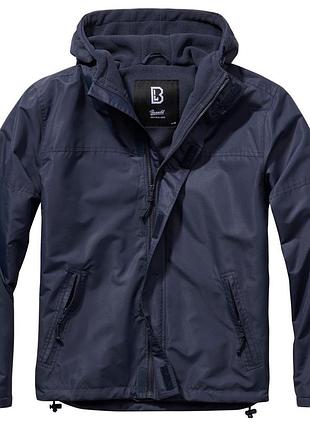 Мужская куртка brandit frontzip windbreaker синяя демисезонная ветровка на флисе с капюшоном брендит xl