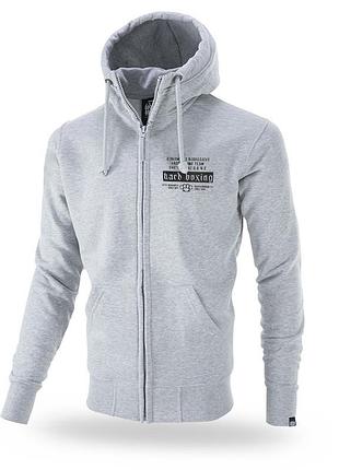 Мужская серая толстовка на молнии с капюшоном dobermans aggressive hard boxing (m) xxl
