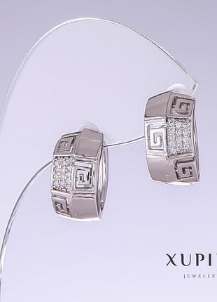 Сережки xuping з білими стазами l — 17 мм s — 9 мм родій