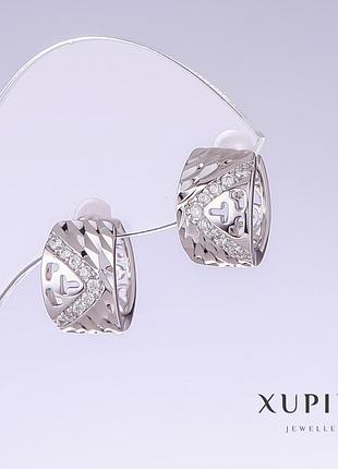 Сережки xuping з білими стазами l — 15 мм s — 9 мм родій