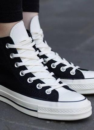 Женские кроссовки converse chuck taylor черно белые брендовые кеды высокие на лето весну конверс чак тейлор 42