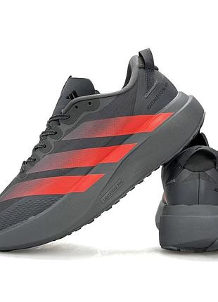 Чоловічі кросівки adidas adizero evo sl atr сірі з червоним фірмові з протектором для тренувань спортивні тканинні адідас адізеро