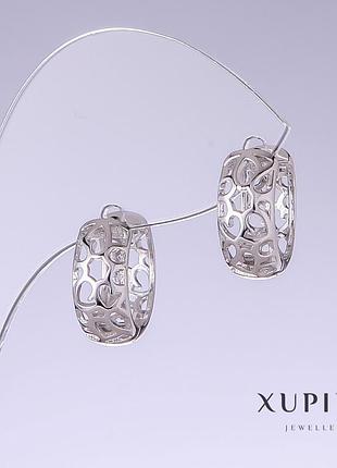 Серьги xuping l-16мм s-7мм родий