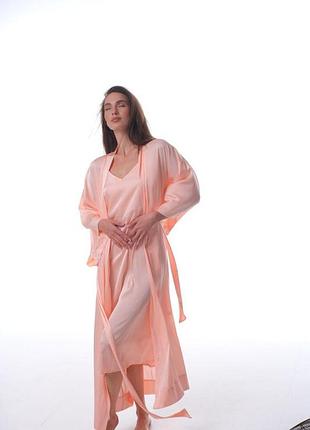 Халат кимоно длинный марта bohemia розовый / l-xl s-m
