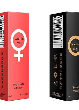 Парфуми з феромонами lure him і lure her — парний набір ароматів для чоловіків і жінок 2×3 мл
