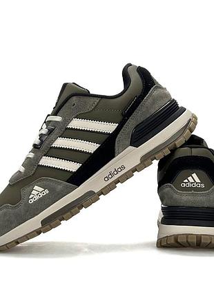 Мужские кроссовки adidas zx 750 оливковые из натуральной замши для повседневной носки на весну лето модные брендовые адидасы