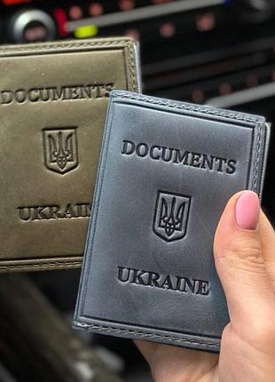 Обложка на права голубая из натуральной кожи для документов водительских прав на машину унисекс на техпаспорт автодокументы