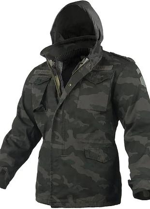 Мужскаяа черная куртка surplus regiment m 65 jacket black camo сьемная подклада xxl, камуфляж, новое
