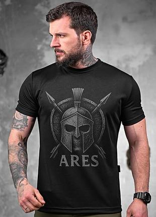 Футболка мужская черная oblivion ares дышащая милитари тактическая потоотводящая с принтом повседневная крутая на лето дышащая