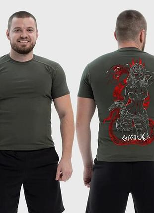 Чоловіча тактична футболка з принтом sunset goons дівчина з пістолетом змія гадюка, хакі