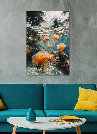 Картина на склі novellaprint "медузи і пальми" 30x45см (pic-470-00)