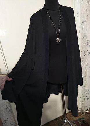 Элегантный трикотажный черный кардиган с рукавом кимоно evr 48/50 батал àhléns à+ швеция
