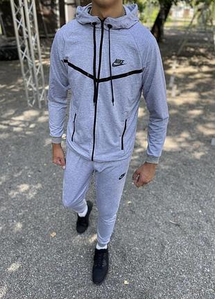 Чоловічий спортивний костюм із двонитки з логотипом nike сірий xl