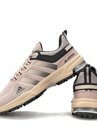 Жіночі спортивні кросівки adidas marathon рожеві повсякденні для бігу гарної якості на літо весну з сіткою адідас марафон