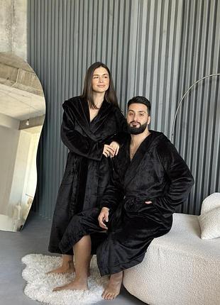 Халат унісекс з капюшоном «black diamond», чорний