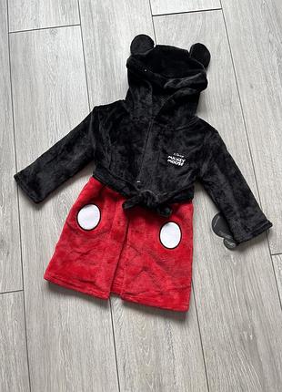 Дитячий махровий халат mickey mouse disney з вушками (новий)