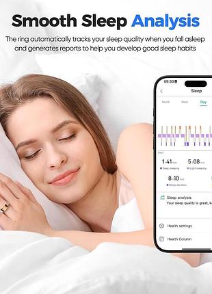 Смарт-кільце biemha smart ring size 7 silver, ios android, ip68, сон, пульс, активність 6