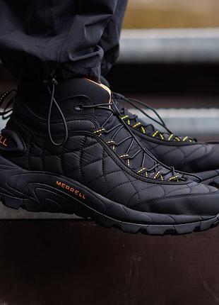 Мужские кроссовки merrell ice cap moc ii nd черные термо на осень зиму теплые из натуральной кожи и текстиля стильные меррел