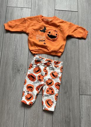 Дитячий теплий костюм primark гарбузик на хелловін / halloween boo crew (світшот та штанці)