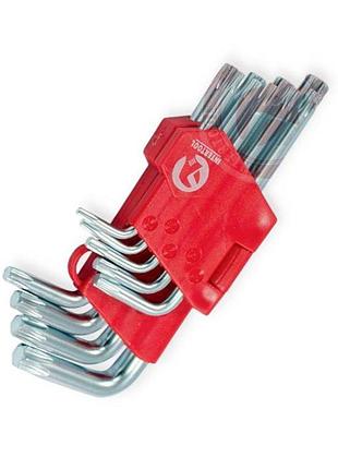 Набор ключей шестилучевых г-образных torx т10-т50 (к-кт 9 шт) короткие intertool