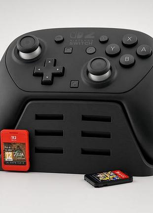 Настольная подставка для геймпада nintendo switch pro controller 2 с органайзером для 6 картриджей