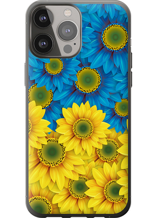 Чехол на iphone 13 pro max желто-голубые цветы "1048u-2371-851"