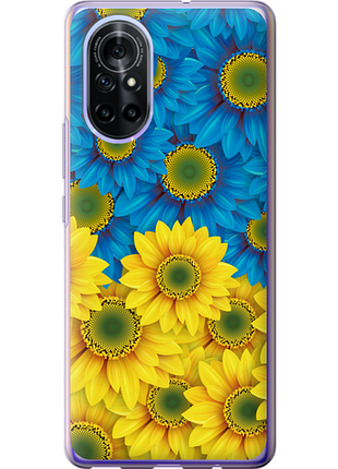Чехол на huawei nova 8 желто-голубые цветы "1048u-2245-851"