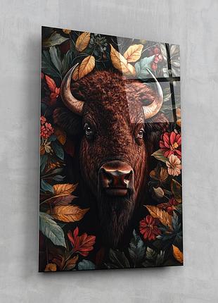 Картина на стекле novellaprint "цветы и бизон" 30x45см (pic-467-00)