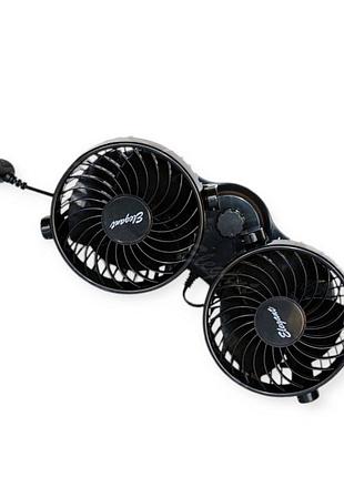 Вентилятор двойной 12 v (2 х d-4", 10,4 см) на стойке, две скорости elegant